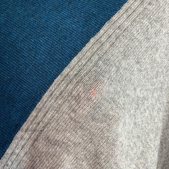 Celeste Womens Cashmere Wool Colorblock Poncho Grey Blue Pullover Cape One Size - Picture 6 of 7